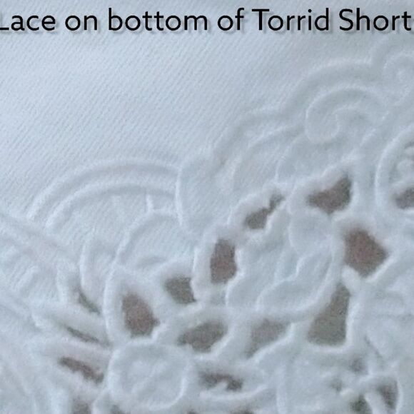 Torrid Plus Size 3.5” Short White With Laser Embroidery Denimb Shorts Size 16 - Picture 5 of 11